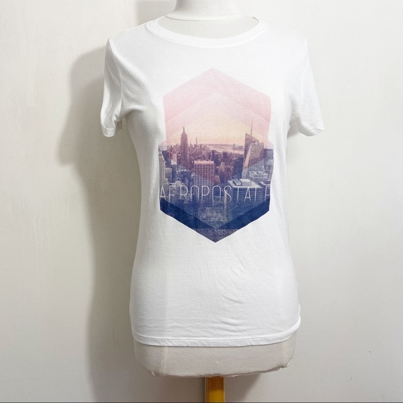 AEROPOSTALE cityscape graphic cotton blend tee L - Picture 3 of 7